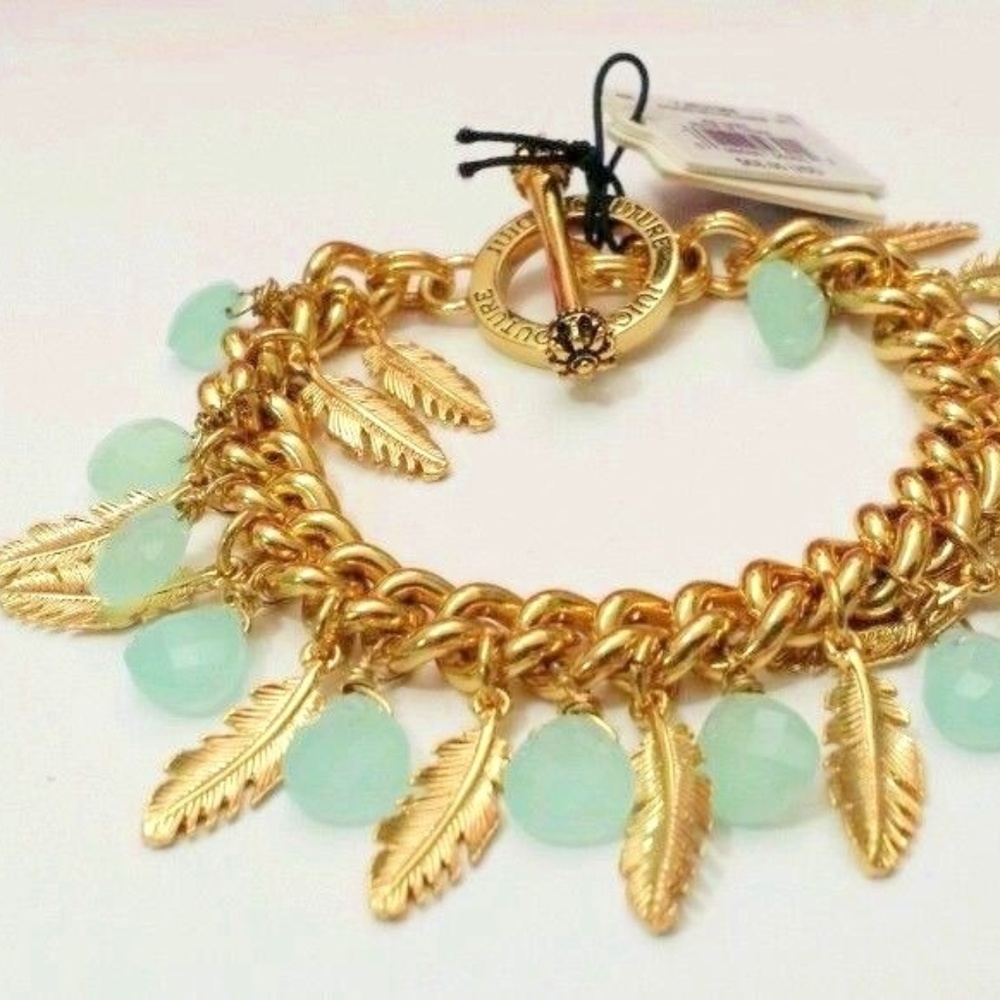 Juicy Couture Feather and Turquoise Stone Bracelet